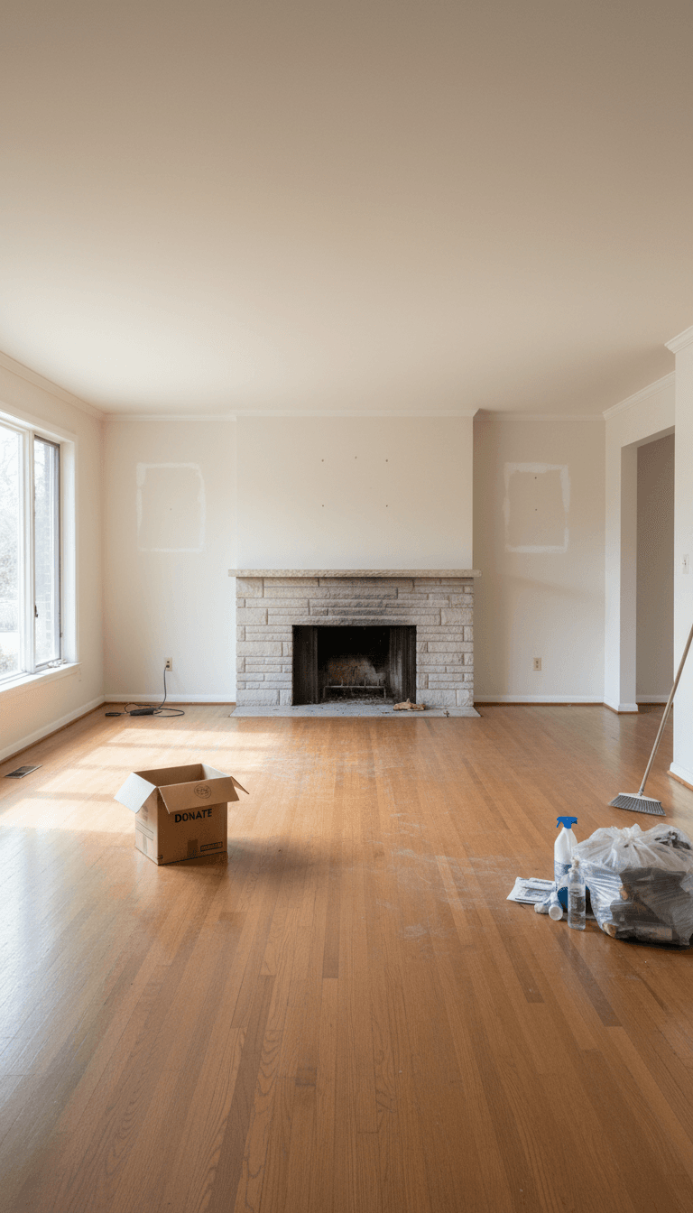Clean spacious living room after professional estate cleanout service in Los Angeles