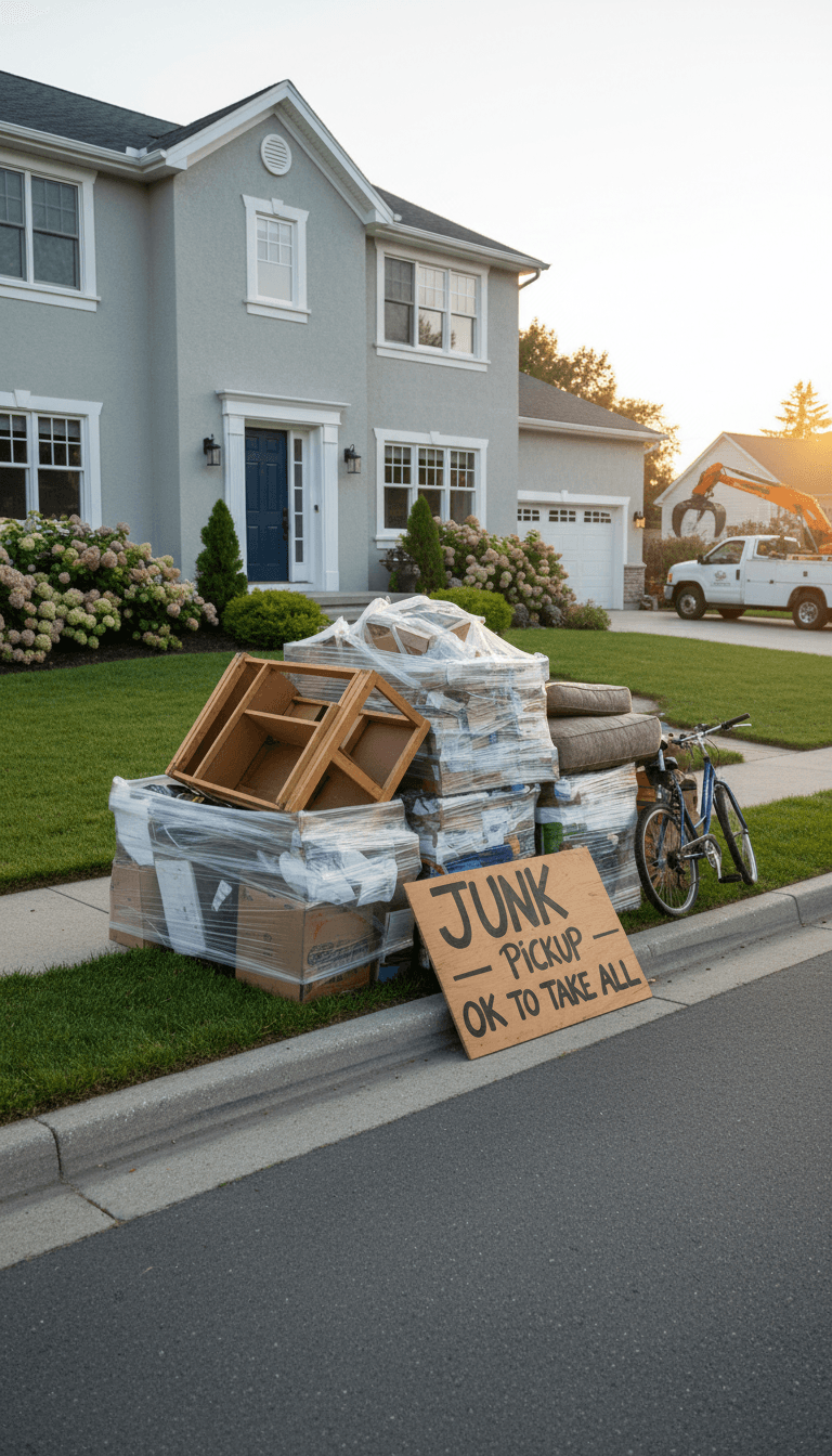 Clean curb space prepared for D-Clutter curbside junk removal service