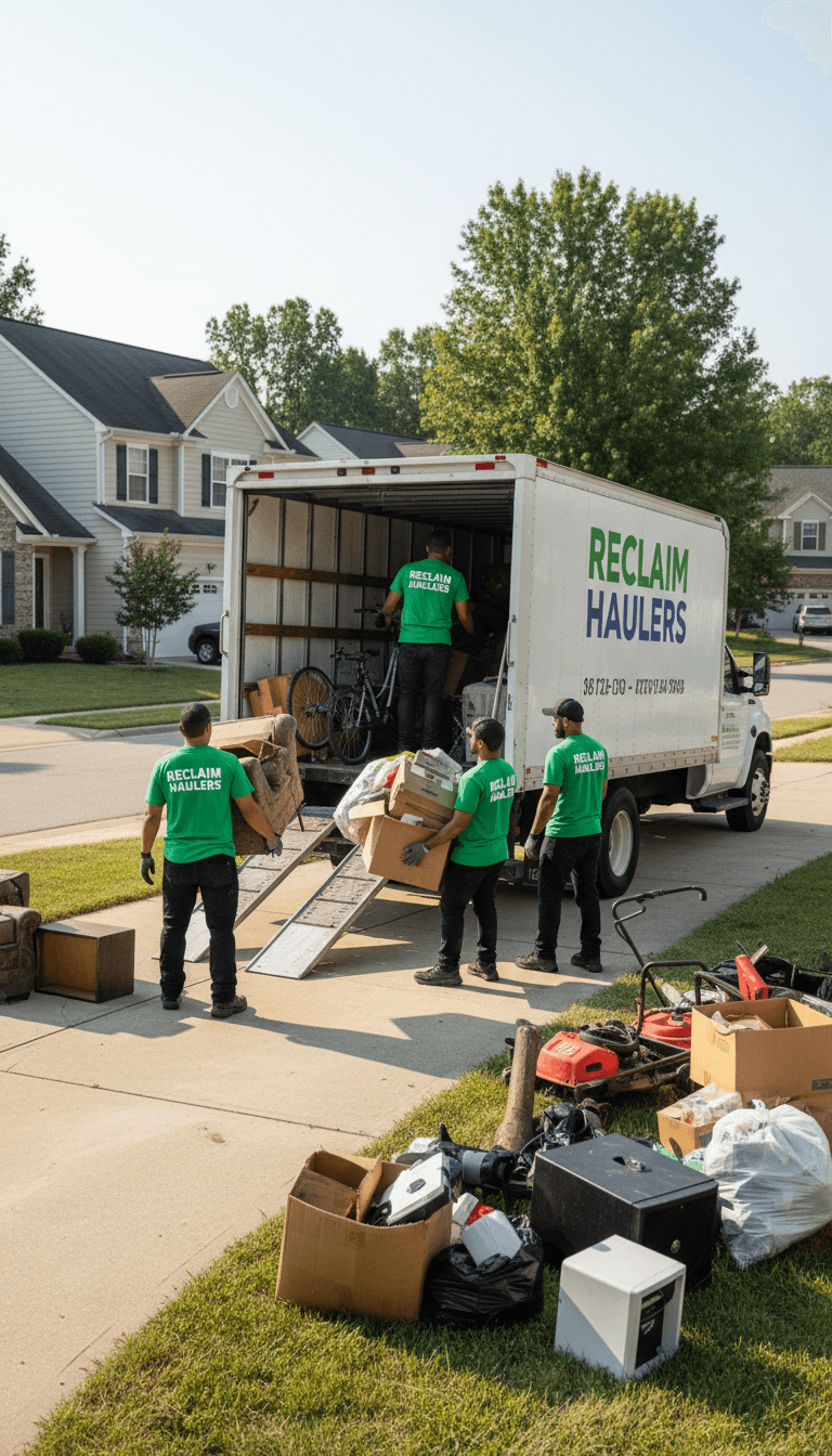D-Clutter junk removal crew efficiently loading items into truck