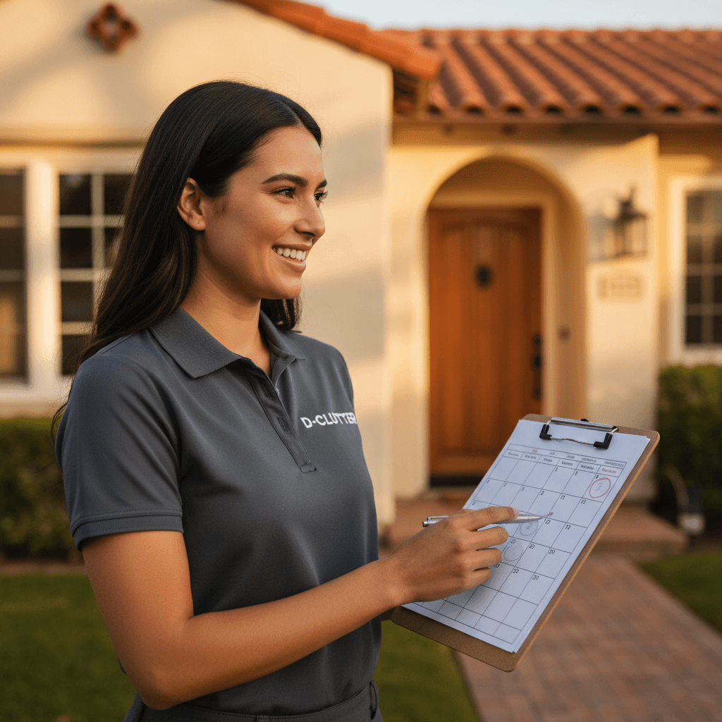 D-Clutter crew member scheduling a move with customer