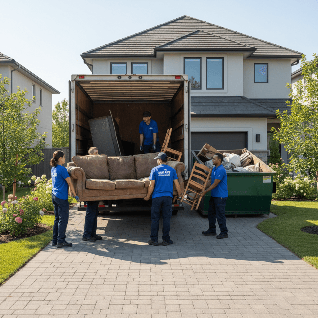 D-Clutter crew removing furniture and items from home during estate cleanout
