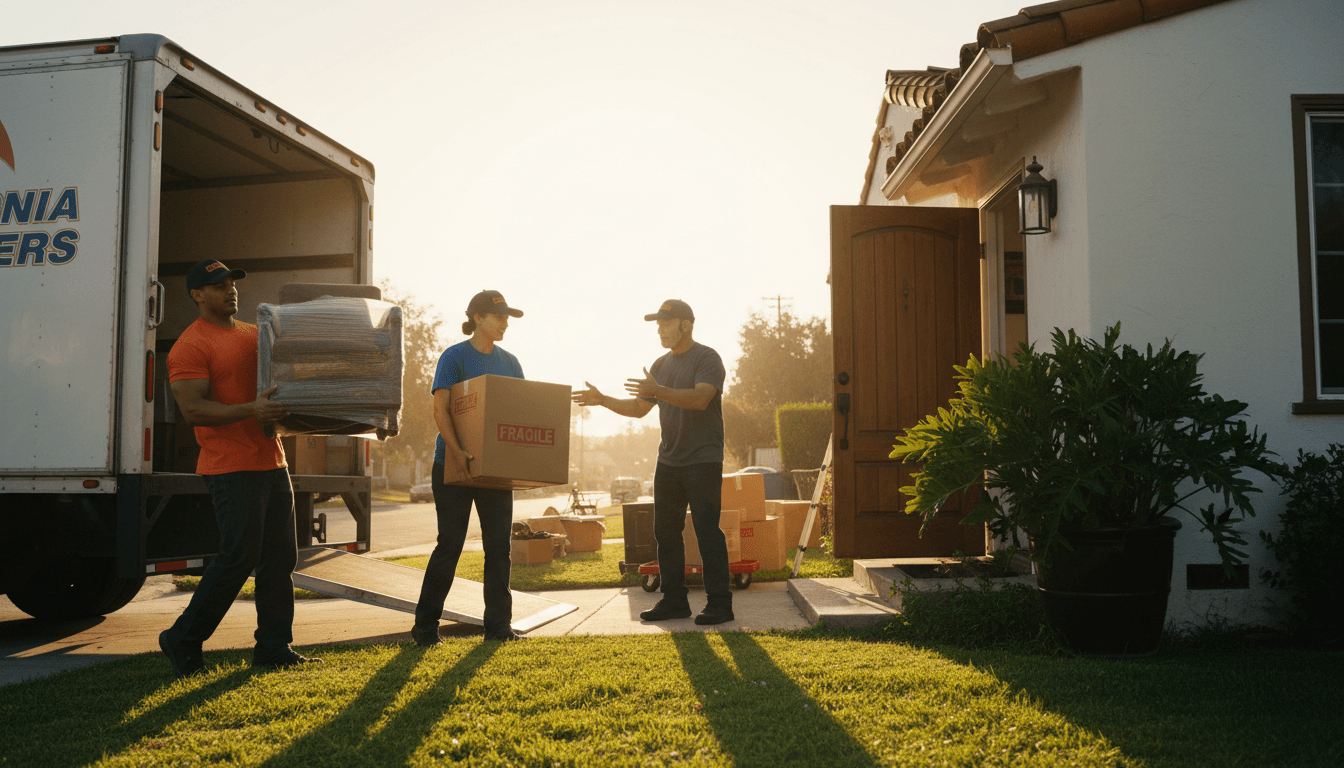 D-Clutter Junk Removal crew moving items and clearing junk from a Los Angeles home
